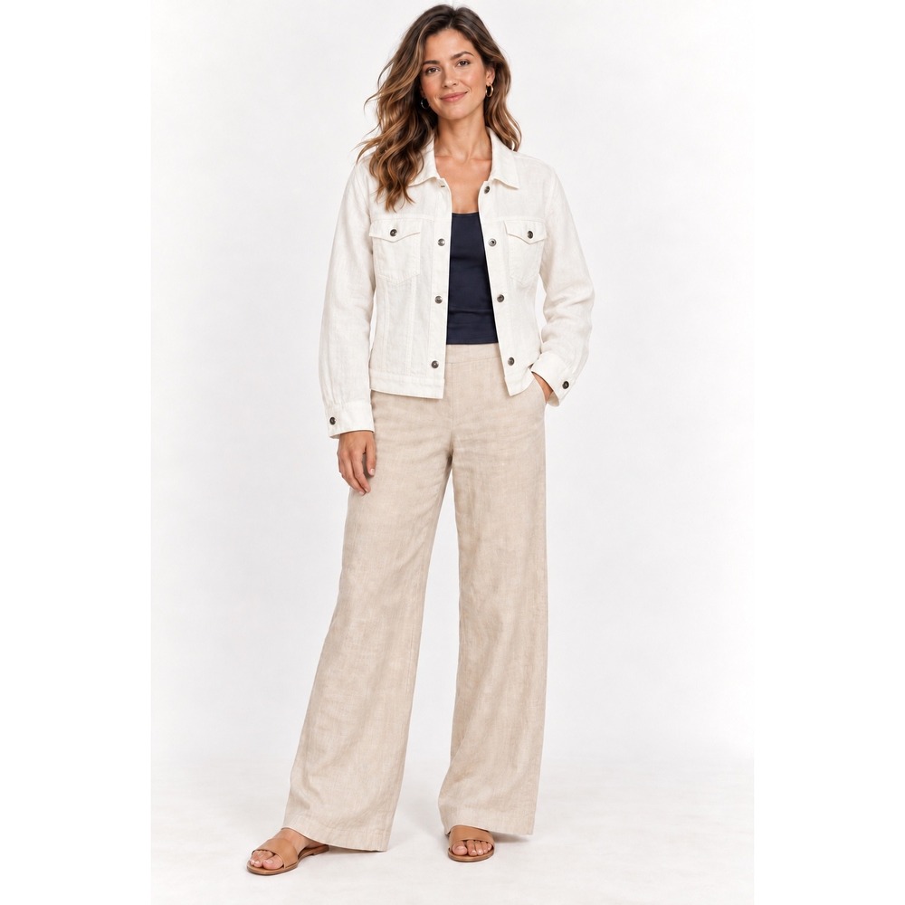 Jones New York White 100% Linen Jacket 2X Minimalist Old Money Coastal Cowgirl